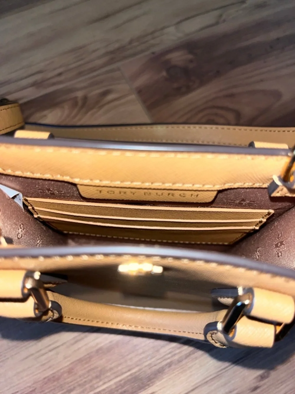 Tory Burch Emerson Tan Cardamom Mini Shopper Tote Crossbody Purse